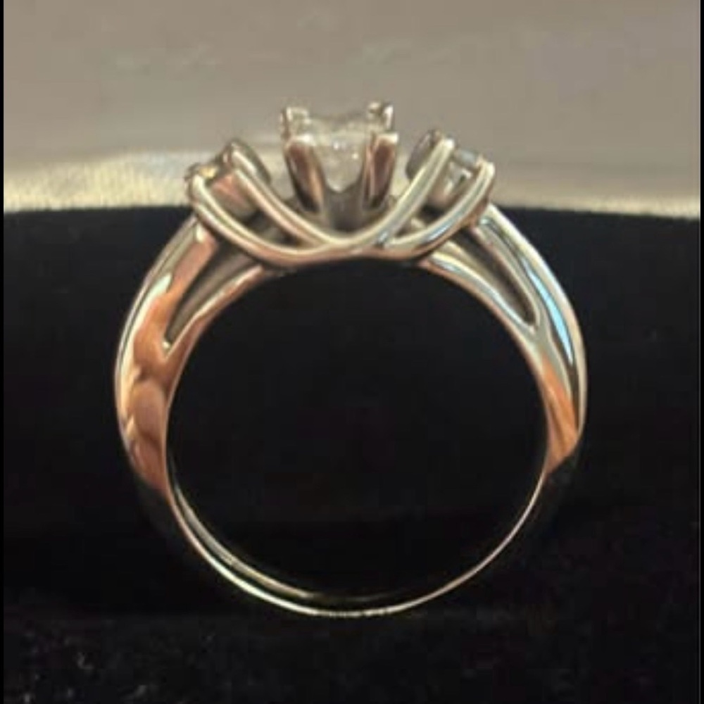 Diamond Princess Cut Natural 1 CTTW Wedding Ring Set - Picture 3 of 10